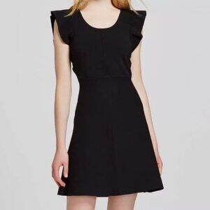 Victoria Beckham Target Black Ruffle Sleeve Sweater Knit Dress, Size XS